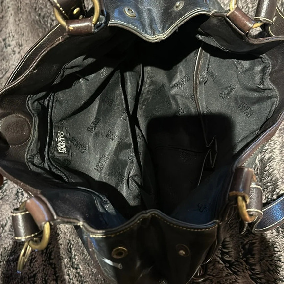 Franco Sarto 90s Style Chocolate Brown black Vegan Patent  Leather Shoulder bag - Picture 10 of 16